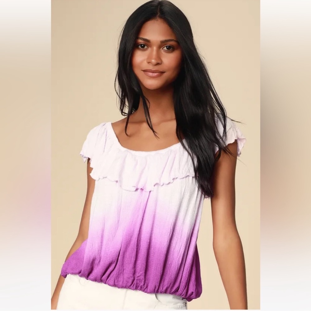 Free People Cora Lee Off the Shoulder Ombré Top